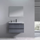 Cube Fürdőszobabútor 80 cm kerámia mosdóval 2 fiókos tükörrel 60x80 cm antracit szürke