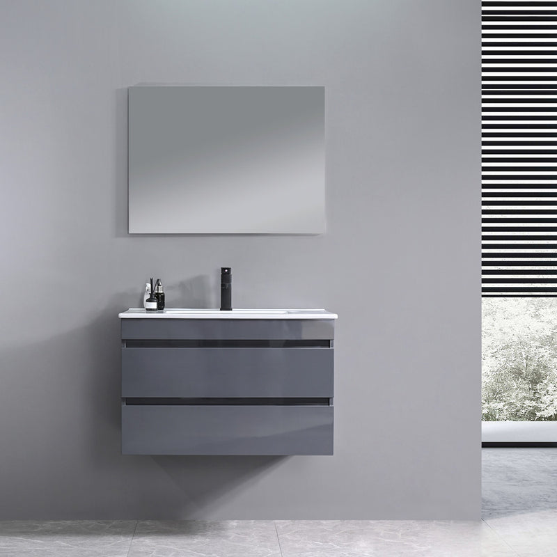 Cube Fürdőszobabútor 80 cm kerámia mosdóval 2 fiókos tükörrel 60x80 cm antracit szürke