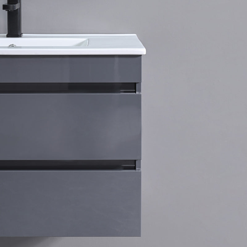 Cube Fürdőszobabútor 80 cm kerámia mosdóval 2 fiókos tükörrel 60x80 cm antracit szürke