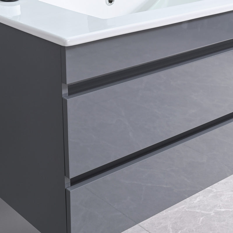 Cube Fürdőszobabútor 80 cm kerámia mosdóval 2 fiókos tükörrel 60x80 cm antracit szürke