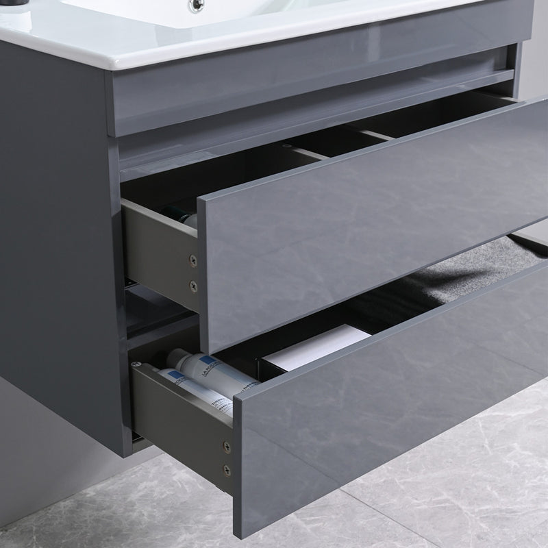 Cube Fürdőszobabútor 80 cm kerámia mosdóval 2 fiókos tükörrel 60x80 cm antracit szürke