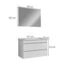 Cube Fürdőszobabútor 80 cm kerámia mosdóval (2 fiókos) tükörrel 60x80 cm magasfényű festett fehér