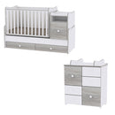 Lorelli Trend PLUS kombi ágy 70x165 + Cupboard pelenkázó komód - White & Artwood