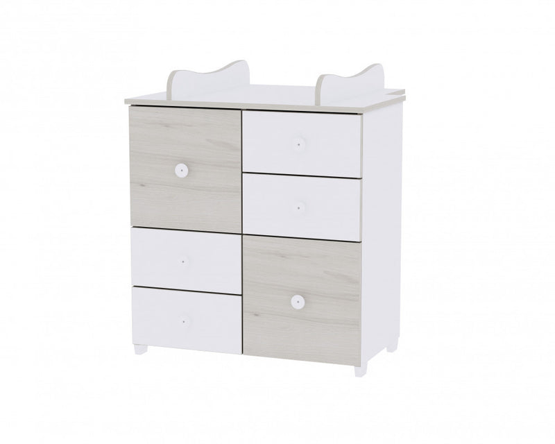 Lorelli Dream kiságy 60x120 + Cupboard pelenkázó komód - White & Light Oak