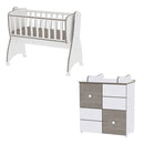 Lorelli First Dreams ringatható bölcs? 105x55 + Cupboard pelenkázó komód - White & Coffee