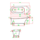 Clark szabadon álló fürdőkád fém lábakkal 170x73x73 cm