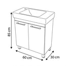 VivaStyle PANEL- KMT 60 lábon álló fürdőszobabútor CeraStyle SHARP - BAL CSAPLYUKAS mosdóval 60x30cm