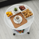 Konzolasztal Kör alakú kerekeken, fehér, DERIN