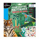 Matricás képalkotó szett, 3 háttérlap + 4 ív matrica, állatos, Kidea