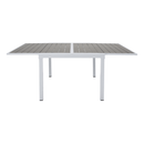 Kerti kihúzható asztal, fehér acél/szürke, DORIO