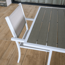 Kerti kihúzható asztal, fehér acél/szürke, DORIO