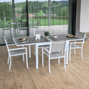 Kerti kihúzható asztal, fehér acél/szürke, DORIO