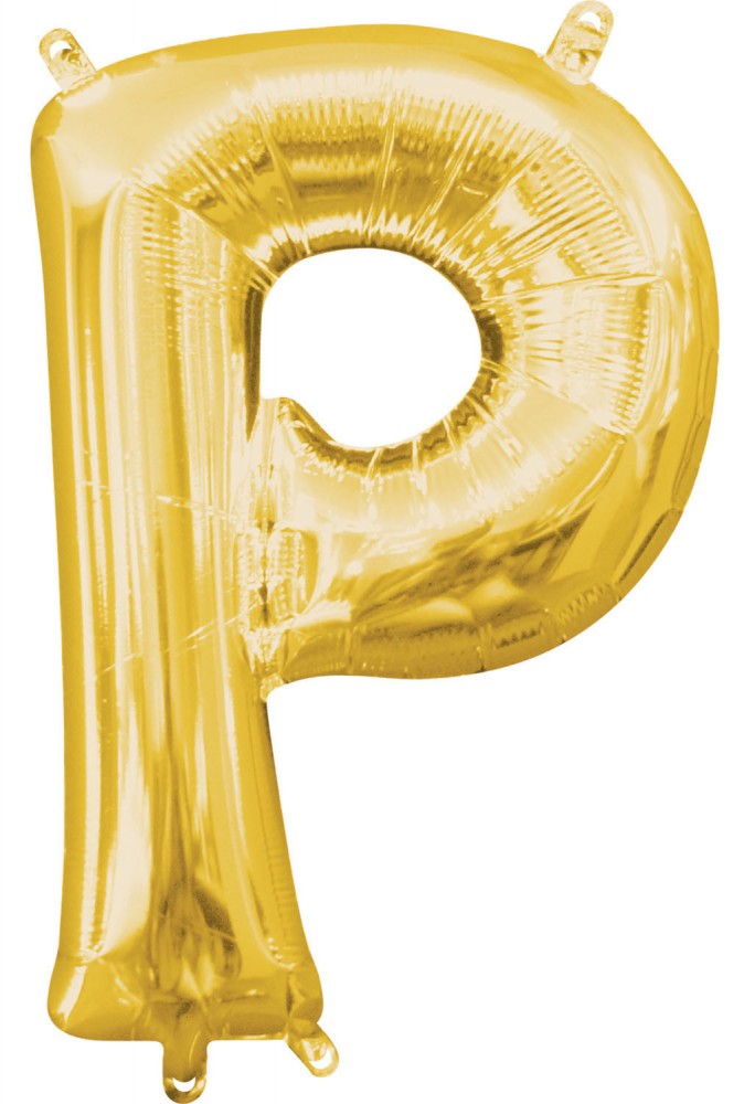 Gold, Arany mini P betű fólia lufi 33 cm, J-DPA3304301