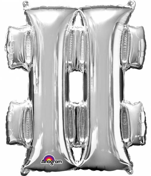Mini Fólia lufi hashtag ikon, Silver 33 cm, J-DPA3306601