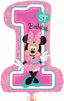 Disney Minnie Pink Első születésnap fólia lufi 71 cm, J-DPA3435201