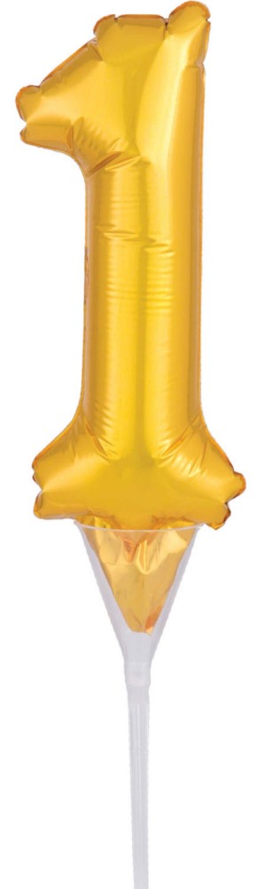 Gold, Arany 1-es szám fólia lufi tortára 15 cm, J-DPA3703301