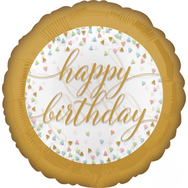 Happy Birthday Pastel Confetti fólia lufi 43 cm, J-DPA3717701