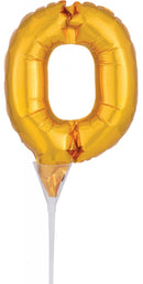 Gold, Arany 0-ás szám fólia lufi tortára 15 cm, J-DPA3734901