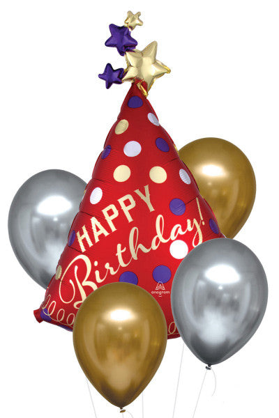 Szatén Luxe Happy Birthday fólia lufi 5 db-os szett, J-DPA4203401