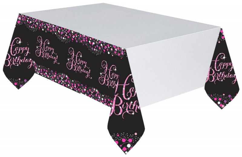Happy Birthday Pink műanyag asztalterítő 120x180 cm, J-DPA9900572