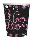 Happy Birthday Pink papír pohár 8 db-os 250 ml, J-DPA990057366