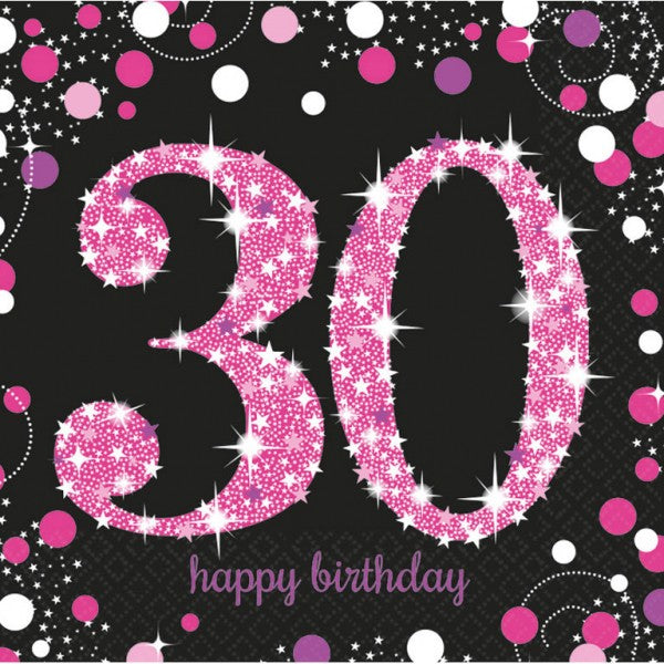 Happy Birthday Pink 30 szalvéta 16 db-os 33x33 cm, J-DPA9900595