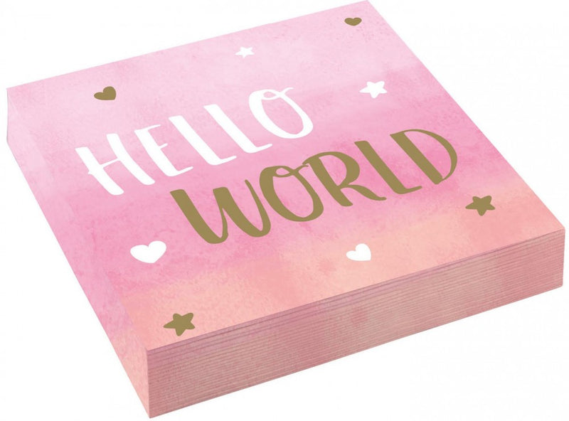 Baby Girl Hello World szalvéta 16 db-os 33x33 cm, J-DPA9906906