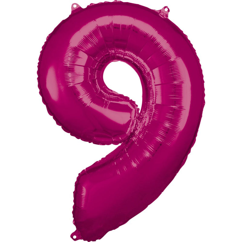 Pink óriás szám fólia lufi 9-es, 86*63 cm, J-DPA9907293