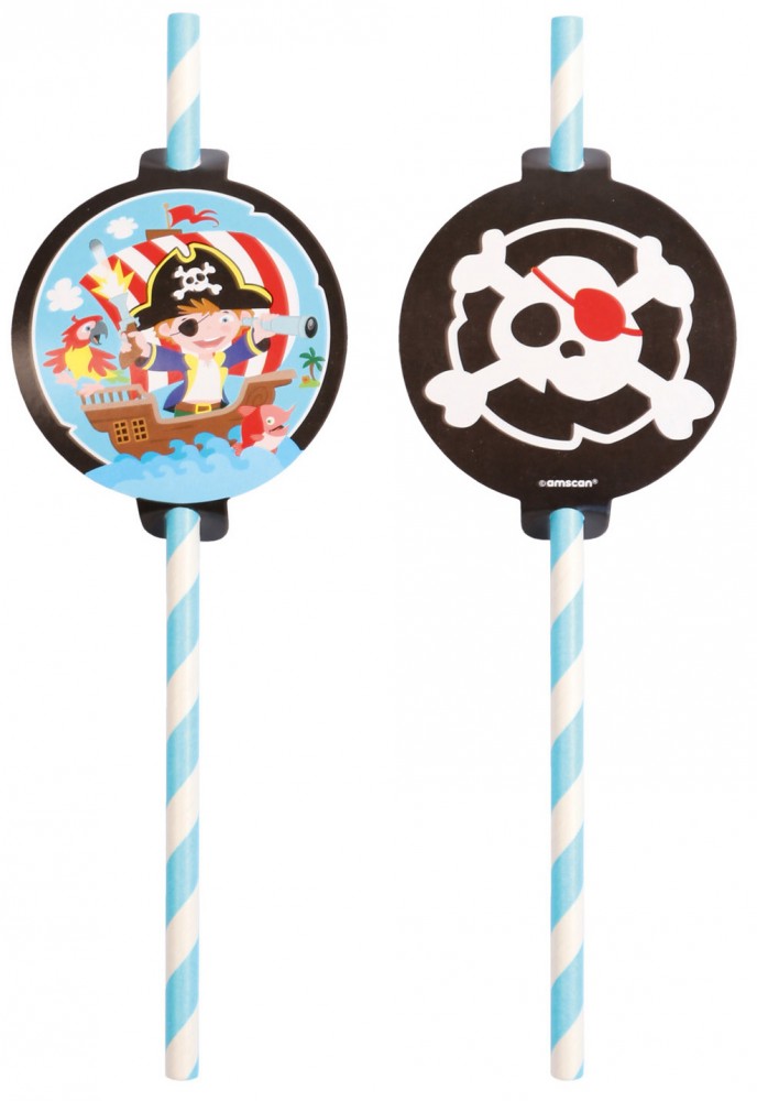 Kalóz Map papír szívószál, 8 db-os szett, J-DPA9908226