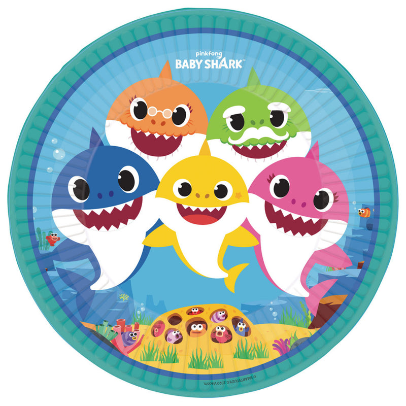 Baby Shark Music papírtányér 8 db-os 23 cm, J-DPA990903966