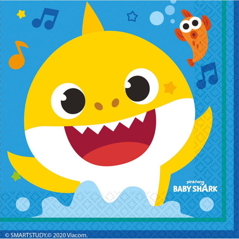 Baby Shark Music szalvéta 16 db-os 33x33 cm, J-DPA9909040