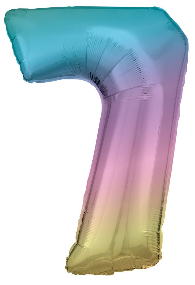 Pastel Rainbow óriás szám fólia lufi 7-es, 83 cm, J-DPA9909705