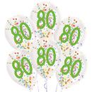 Happy Birthday 80 Droplets konfettivel töltött léggömb, lufi 6 db-os 11 inch (27,5 cm), J-DPA9909844