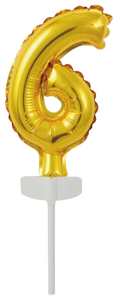 Gold, Arany 6-os szám fólia lufi tortára 13 cm, J-DPA9912680