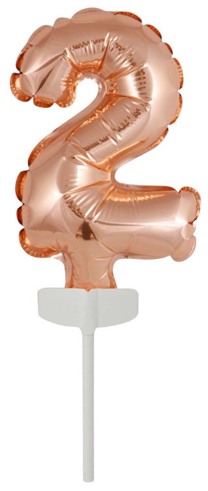 Rose Gold 2-es szám fólia lufi tortára 13 cm, J-DPA9912696