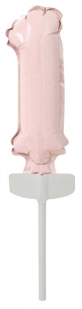 Pastel Pink, Rózsaszín 1-es szám fólia lufi tortára 13 cm, J-DPA9912705