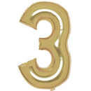Arany White Gold 3-as szám fólia lufi 87 cm, J-DPA9915181