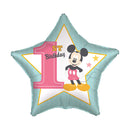 Disney Mickey Star Első születésnap fólia lufi 43 cm, J-DPA9916552