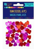 Dekorgumi, öntapadós, szívek, fényes, 60 db-os