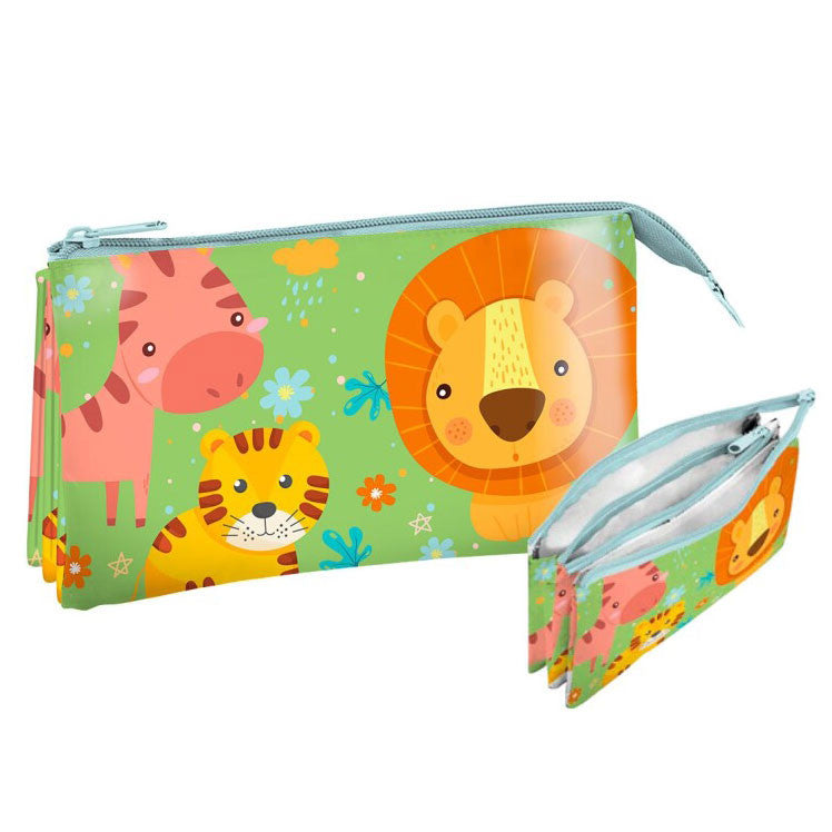Jungle, Állatos gyerek neszeszer, tolltartó 3 rekeszes, J-EWA11376KL