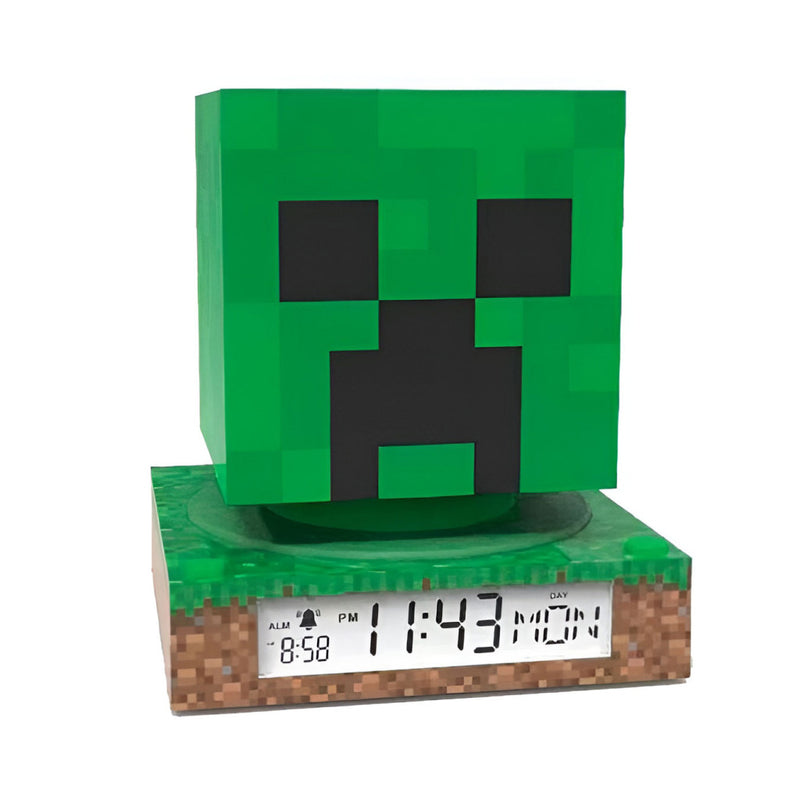Minecraft Creeper 3D éjszakai lámpa és ébresztőóra, J-EWA3020MIN