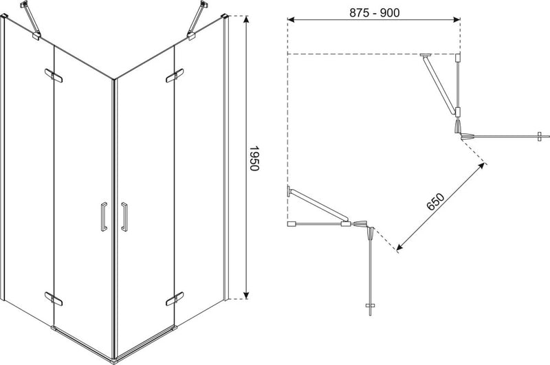 Flow Gold szögletes nyílóajtós zuhanykabin 90 cm
