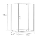 Leziter GALS80120 Galatro aszimmetrikus nyílóajtós zuhanykabin, 80x120x195 cm-es méretben