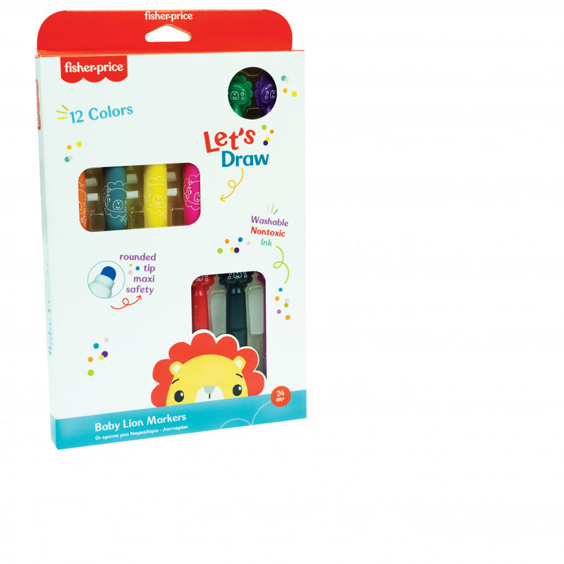 Fisher-Price Let's Draw kimosható filctoll 12 db-os, J-GIM32100007