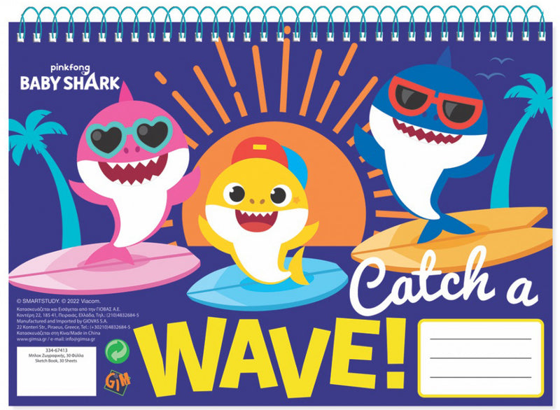 Baby Shark Wave A/4 spirál vázlatfüzet 30 lapos, J-GIM33467413