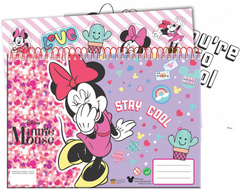 Disney Minnie Smiles A/4 spirál vázlatfüzet 40 lapos matricával, J-GIM34041416