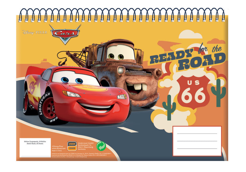 Disney Verdák Road A/4 spirál vázlatfüzet, 30 lapos, J-GIM34135413