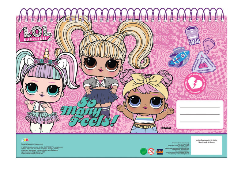 LOL Surprise Many Feels A/4 spirál vázlatfüzet, 30 lapos, J-GIM36300413