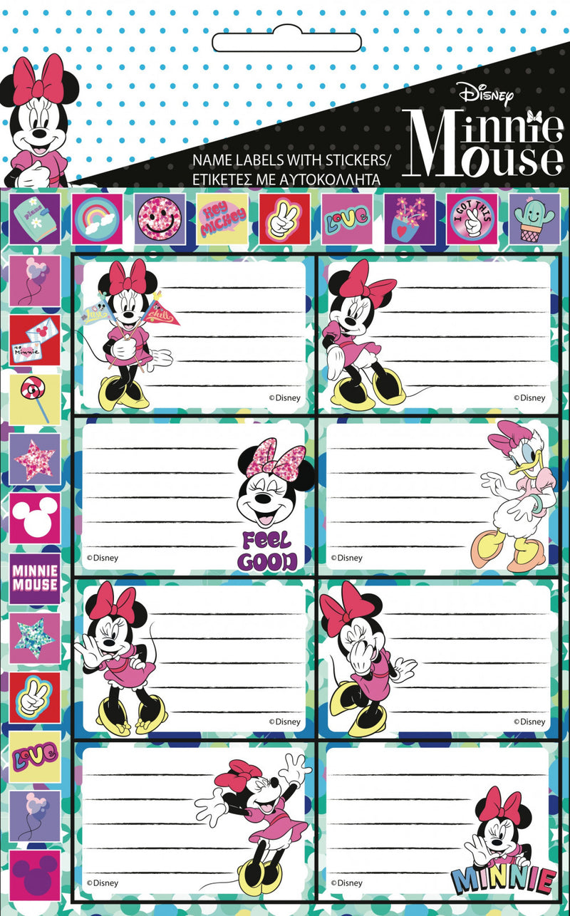 Disney Minnie Smiles füzetcímke matricával 16 db-os, J-GIM77314249