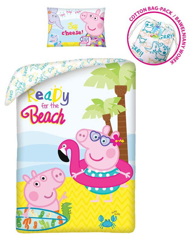 Peppa malac Beach ágyneműhuzat 140×200cm, 70×90 cm, J-HAX601042
